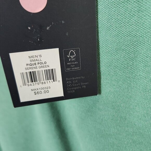 NWT‎ VRST Men's Pique Polo in Serene Green Size Small - Picture 7 of 9